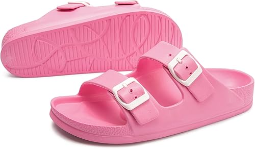 Miniatura 4 de FUNKYMONKEY - Sandalias bajas cómodas para mujer, hechas de etilvinilacetato, ajustables con hebilla doble