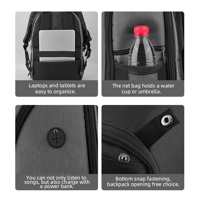 Borsa Reflex Zaino da viaggio impermeabile antiurto morbido for fotocamera reflex, borsa in nylon, accessorio for riporre oggetti fai te all'aperto(Noir)