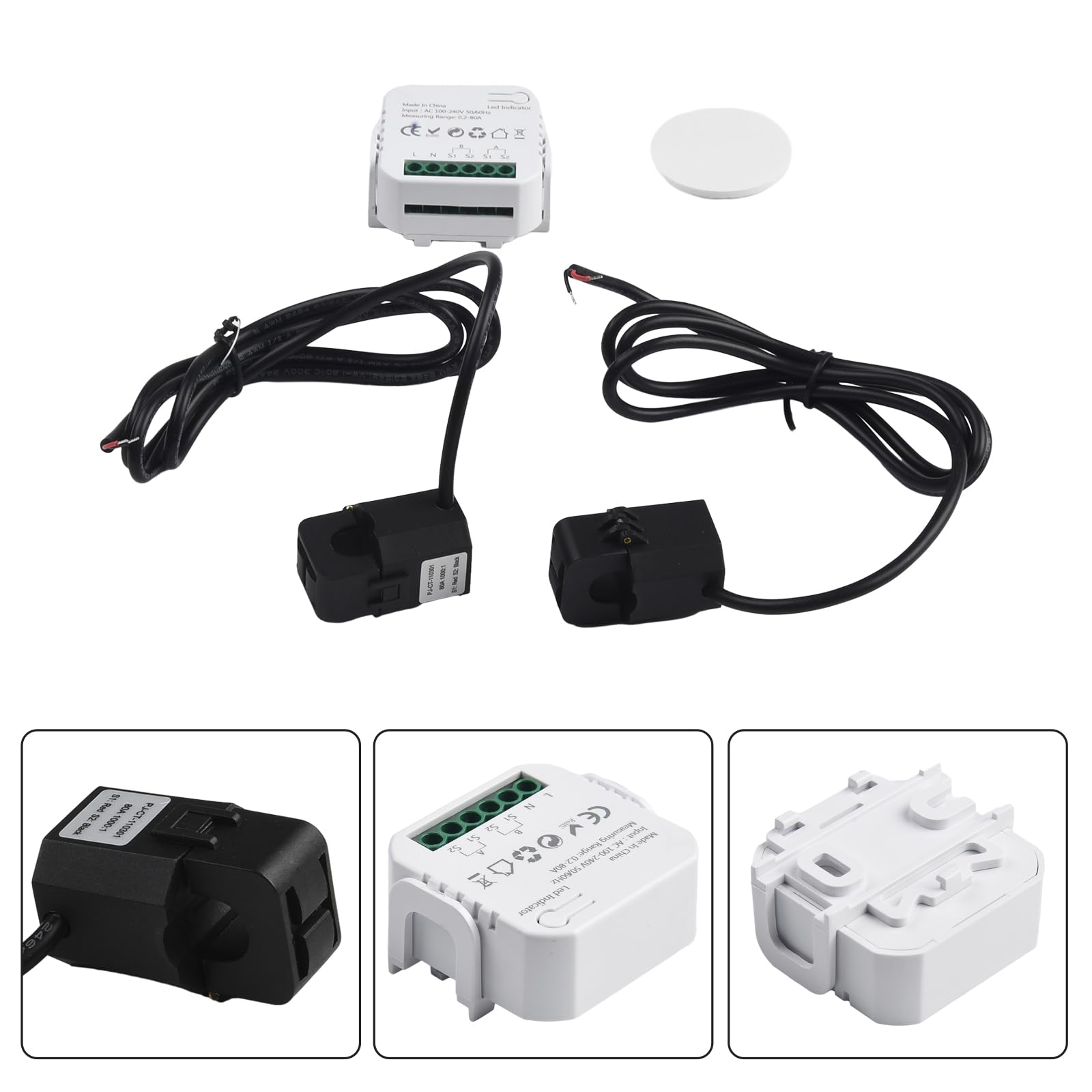 Para medidor de energía inteligente Zigbee, para medidor de energía TUYA 80A de 2 canales bidireccionales, monitor de electricidad con 2 abrazaderas para potencia en tiempo real, medición de voltaje