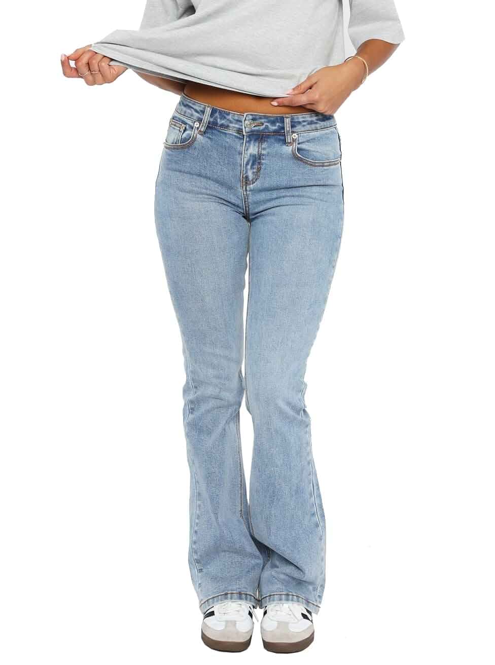 Women's Stretch Low Rise Double Button Elastic Skinny Vintage Flare Jeans Jeans · Standard