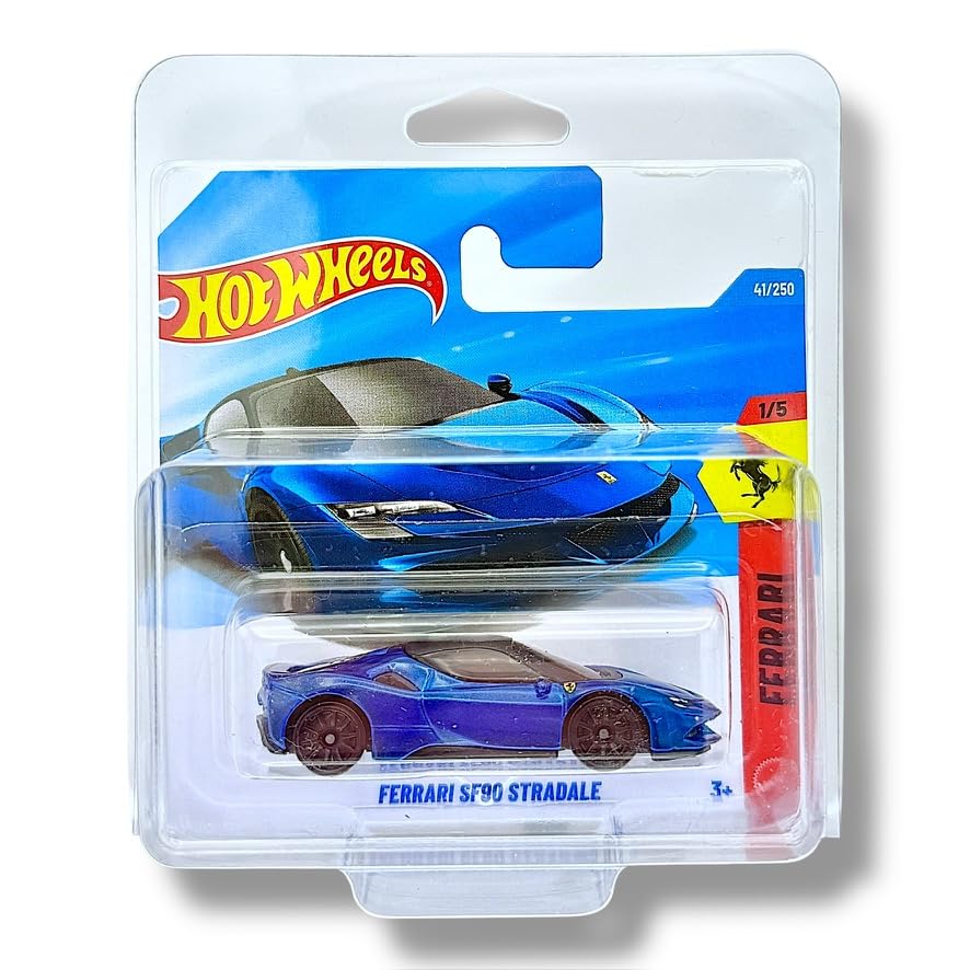 Hot Wheels Ferrari SF90 Stadale (Metallic Dark Blue) 1/5 Ferrari - 2026 - 41/250 (Short Card) - includes a KLAS Car Keeper Protector - JJJ12