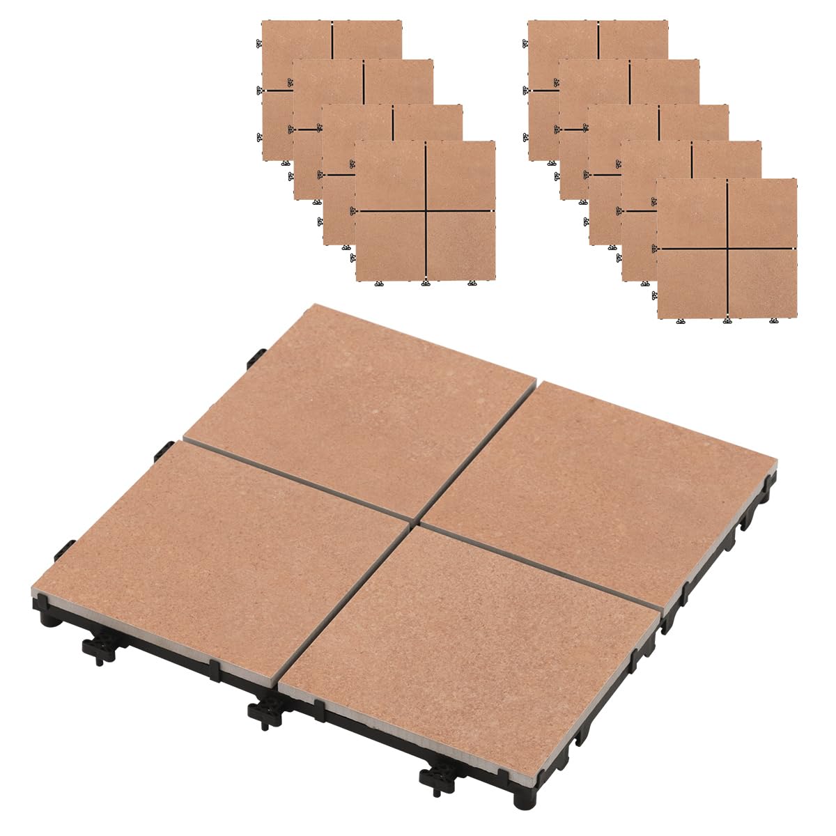 Amazon | ぼん家具 ジョイントタイル 陶器 10枚セット 29.5×29.5cm 