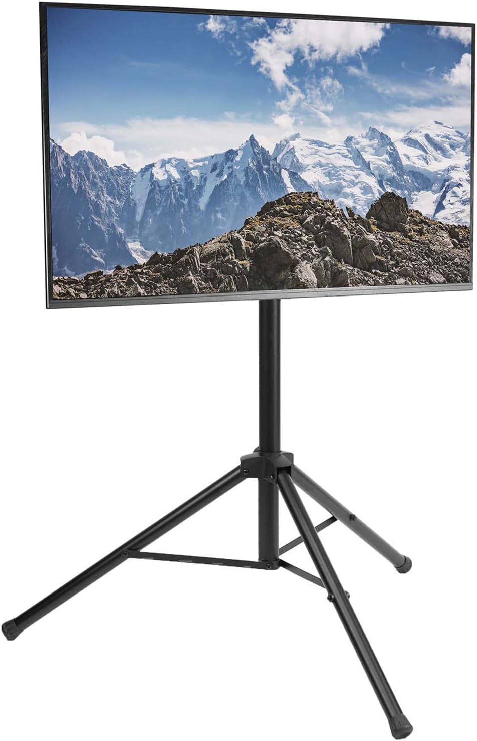 Black Tripod LCD LED Flat Screen TV Display Floor Stand, Portable Height Adjustable Mount