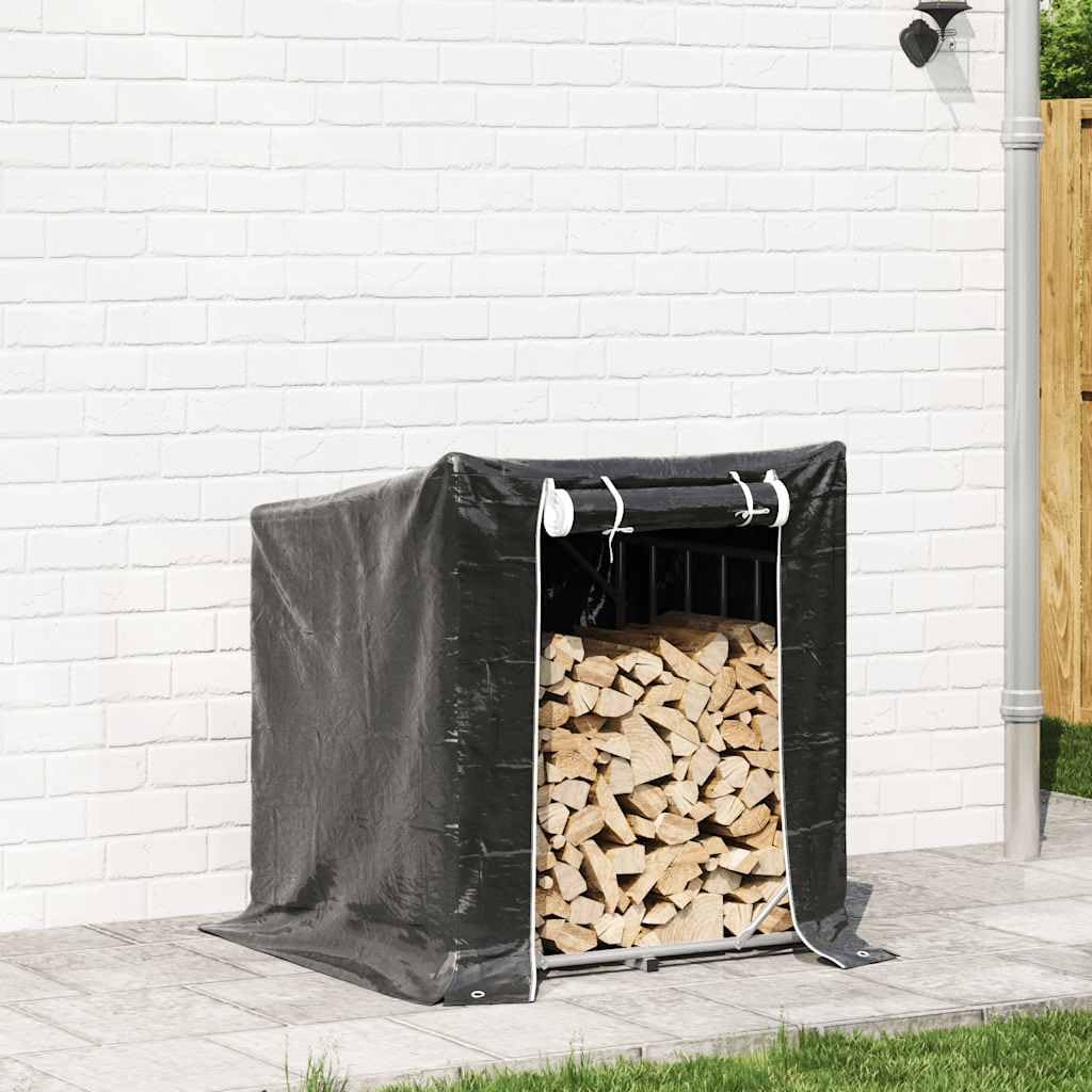 Estantería para leña con protección contra la lluvia, acero galvanizado, 100,5 x 100,5 x 110,5 cm, con cubierta impermeable para lluvia, para exteriores, almacenamiento de madera y soporte