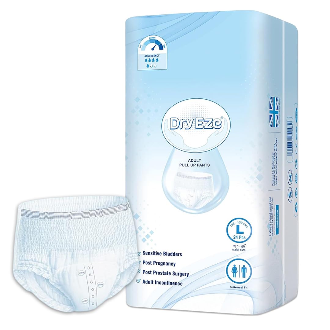 Pull Up Incontinence Pants for Men & Women - Super Absorbent Adult Nappies for Women - Pack of 24 Large Universal Fit Adult Diapers Pants