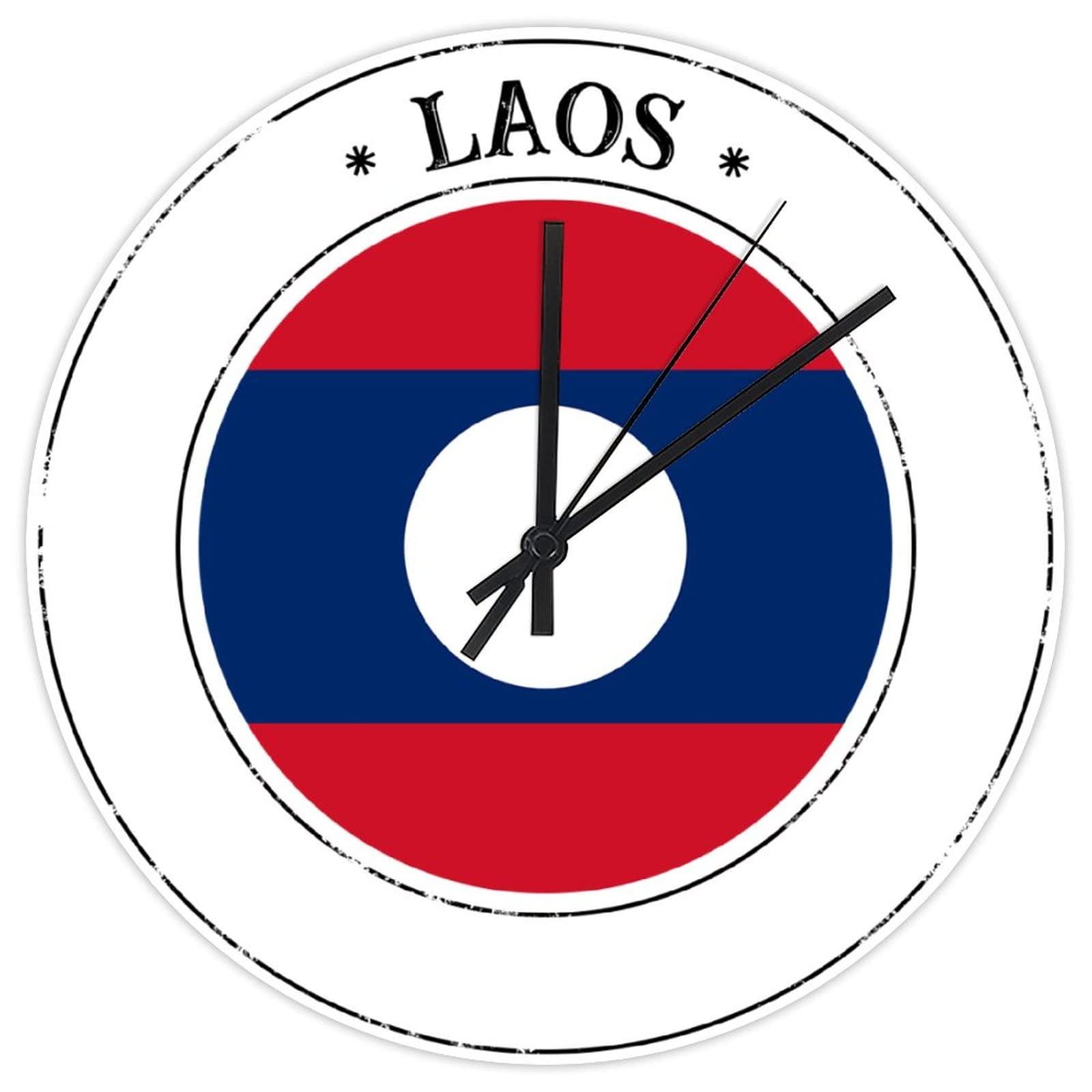 Horloge murale Laos en PVC de 30,5 cm, l'idée cadeau idéale pour un bureau