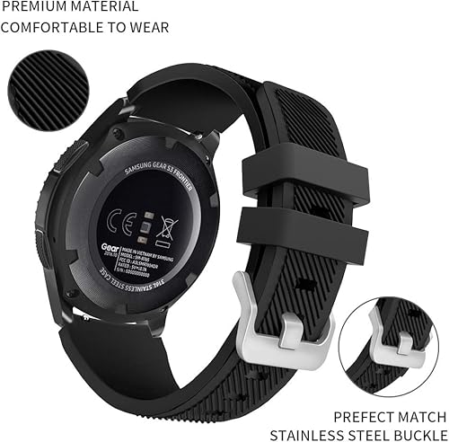 Miniatura 2 de Correa para Gear S3 (1.811in, silicona suave, 0.866in, repuesto para reloj inteligente Samsung Gear S3 FrontierS3 ClassicGalaxy Watch 1.811in, Moto