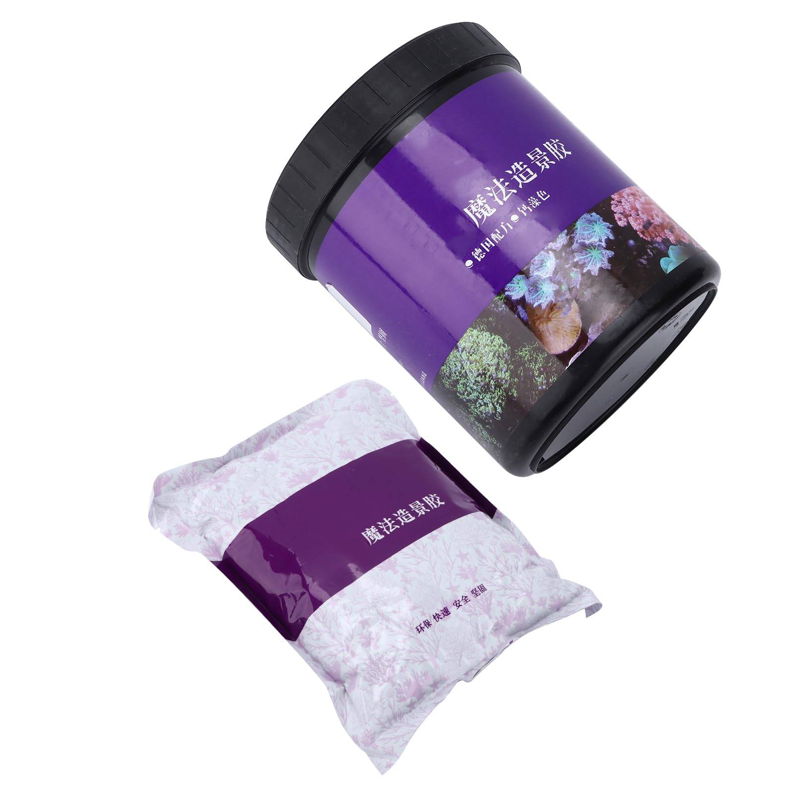 Colle de Corail pour Aquarium, 800g, Adhésif Transparent instantané pour Fournitures et Décorations D'aquarium (Couleur des algues calcaires)