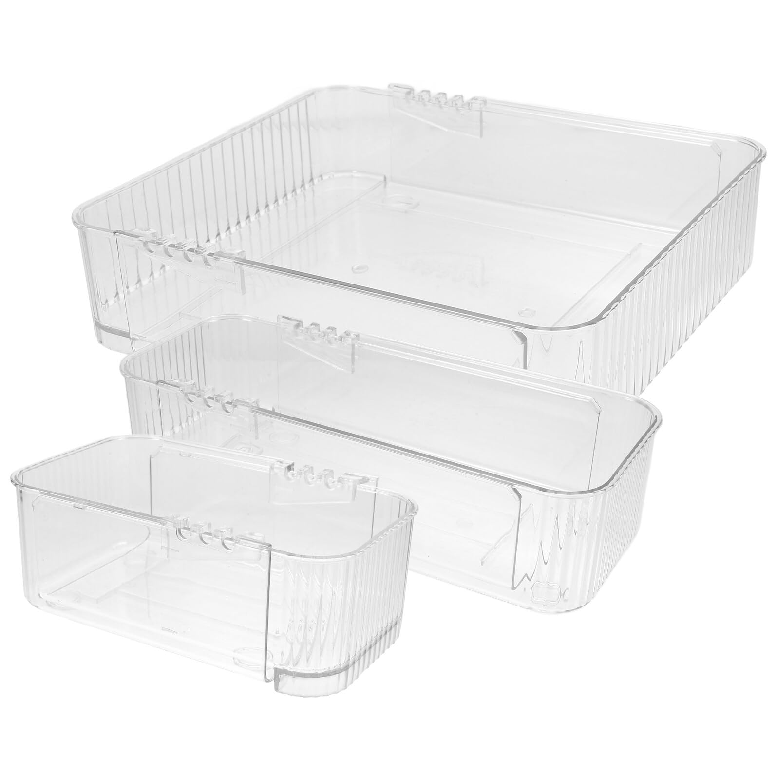 Garneck 3 Piezas Organizadores Transparentes para Divisores de Almacenaje de Pet Bandejas para Cubiertos y Oficina Fácil Limpieza y Uso Cocina y Escritorio