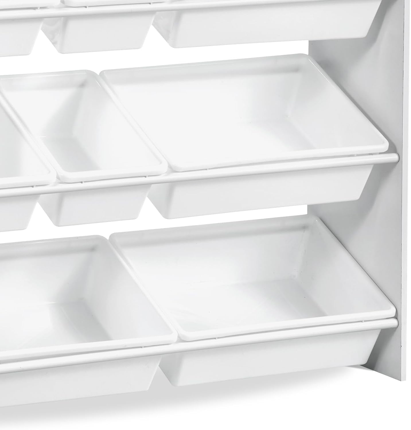 Kids Toy Storage Organizer with Bookshelf, 4-Tier Cabinet with 8 Bins for Playroom, Nursery, and Study Room in White