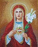 Immaculate Heart of Mary Bead Embroidery kit Religion Catholic Icon DIY Needlepoint Tapestry Kits Beaded Cross Stitch Virgin Mary Our Lady