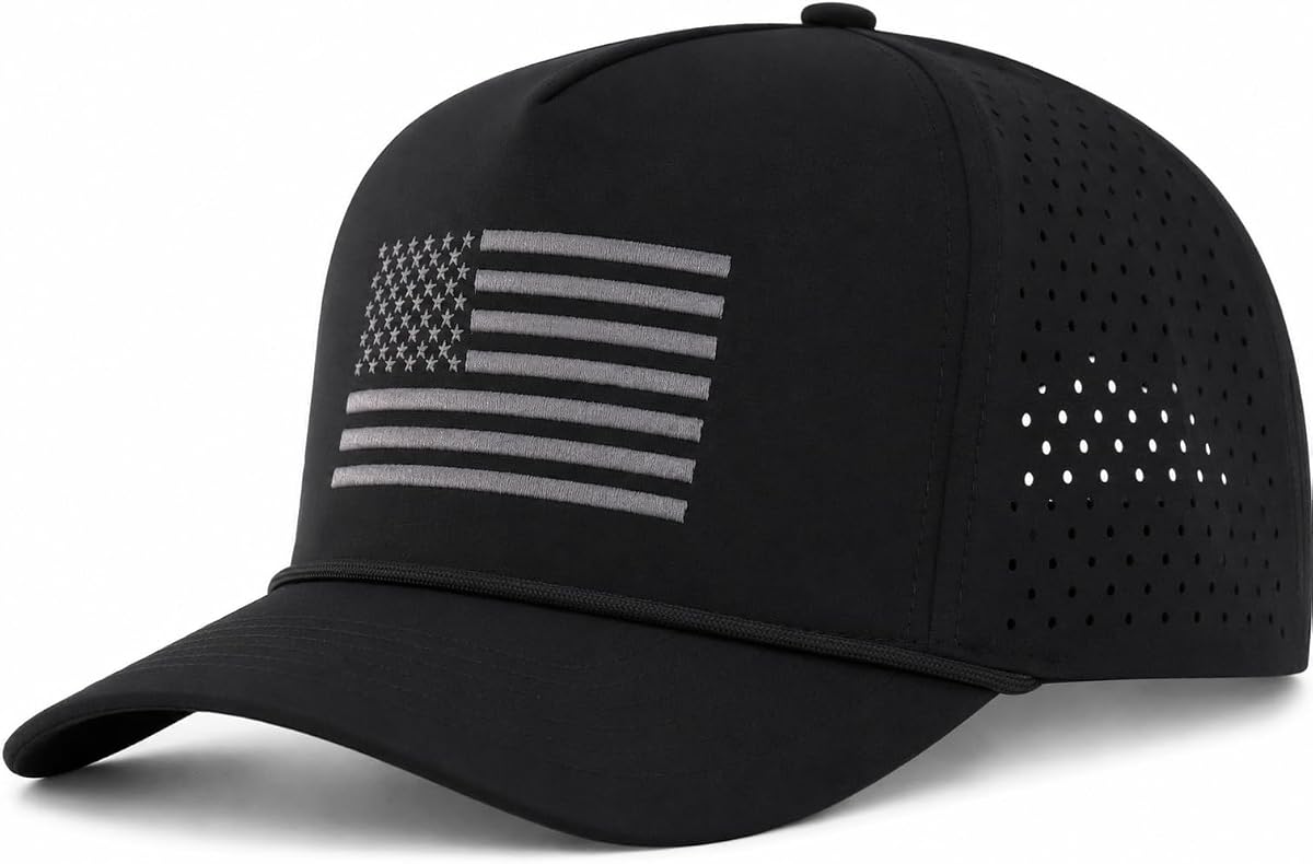 250th Anniversary American Flag Golf Hat Mens Laser-Cut Snapback Baseball Cap,Patriotic Embroidered USA Flag Trucker Hat