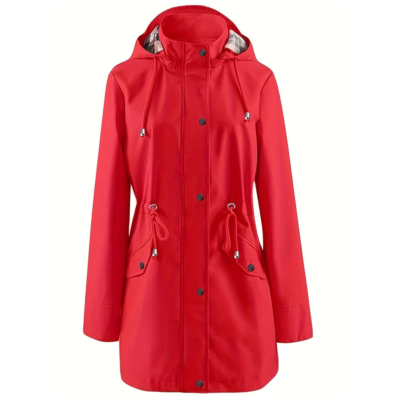 Generisch Veste de pluie 3 en 1 pour femme, imperméable, respirante, légère, grande taille, veste de pluie, été, softshell imperméable, veste d'extérieur cintrée à capuche, coupe-vent, longue veste