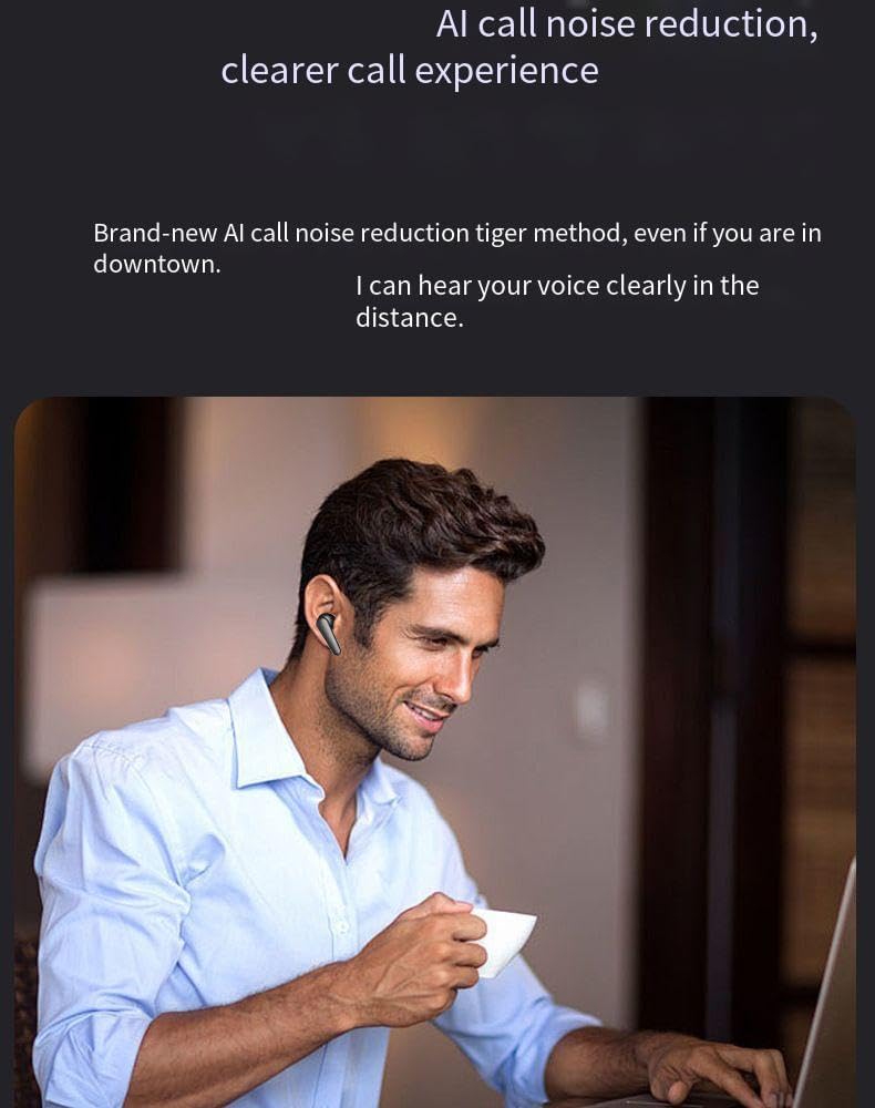 Wireless in-Ear Headphones Bluetooth Earbuds Wireless Stereo Earphones with Charging Case,Al Call Noise Reduction,Clearer Call Experience,45H Playtime Stereo Bass Ear Buds for Sports, Black