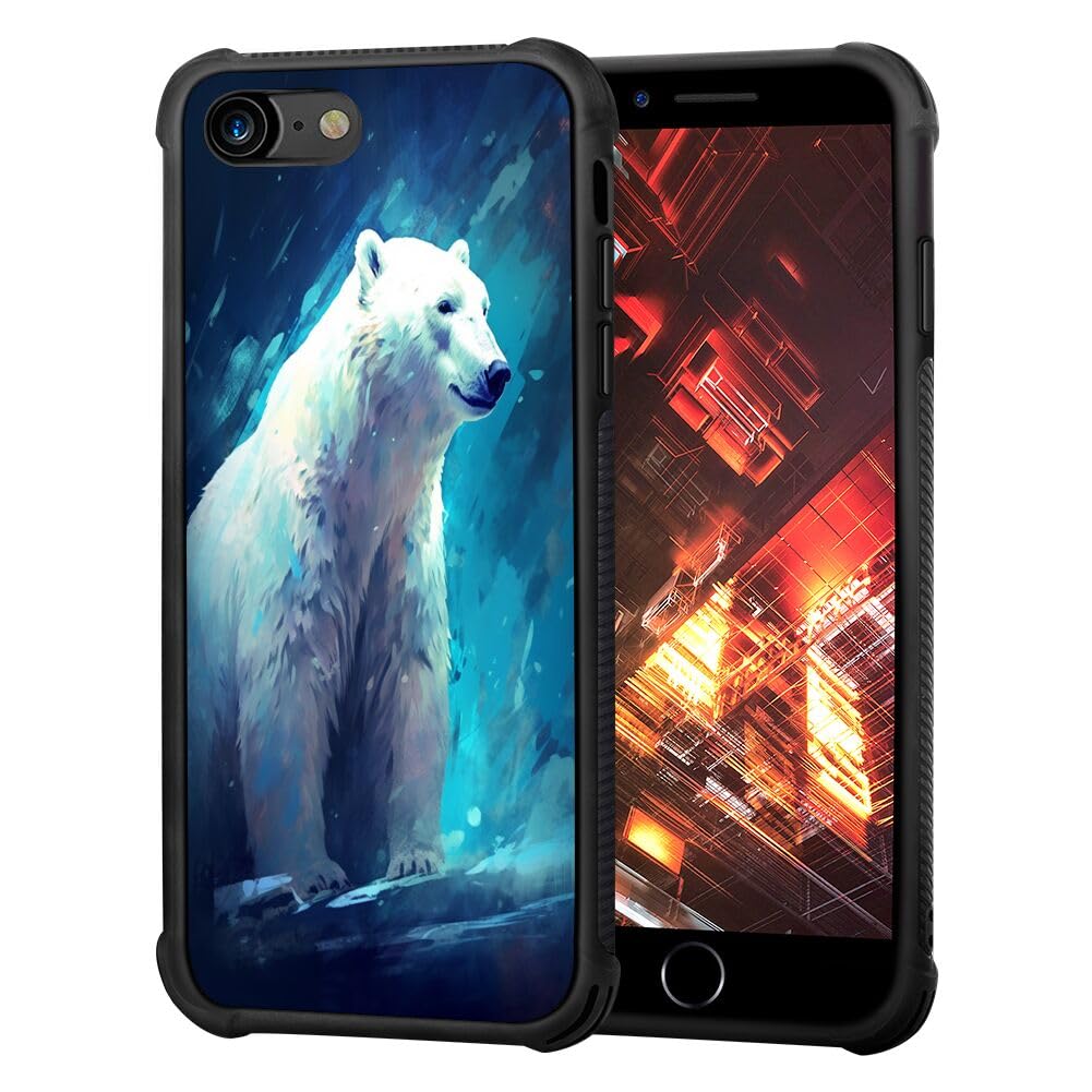 KOLHUBI Cellphone Case for iPhone 7/8/SE2 Polar Bear Designer Art079 TPU Material Four Corner Reinforced Safe and Waterproof Wireless Charging for iPhone 7/8/SE2
