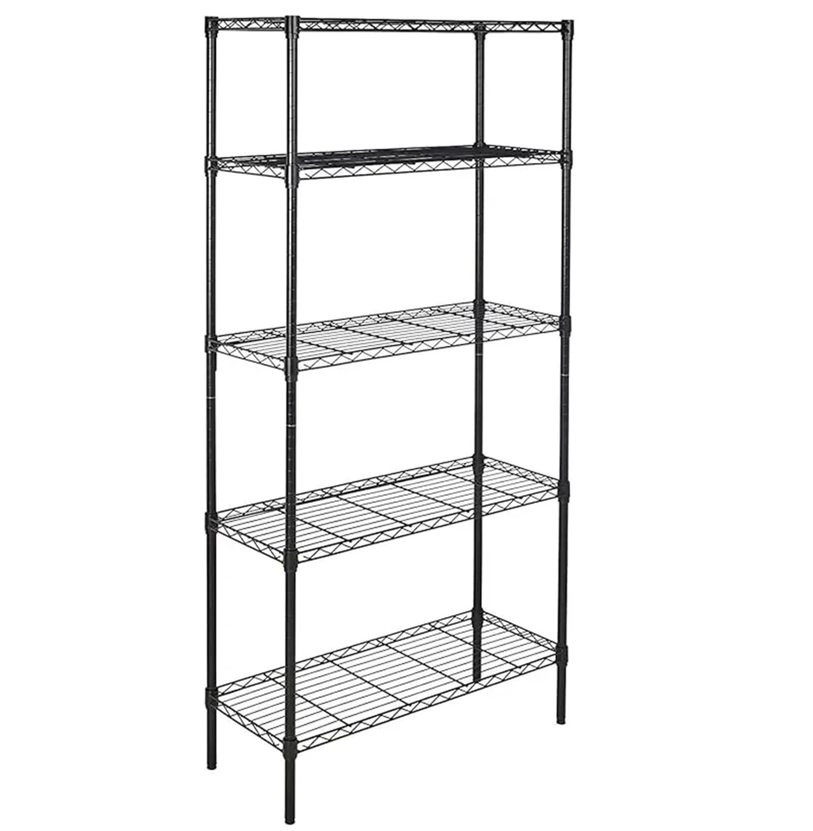 Scaffali in Metallo per Garage Scaffale portaoggetti Regolabile a 4 Ripiani in Filo di Acciaio Resistente for Garage, 36" L x 14" L x 54" A, Nero(Black)