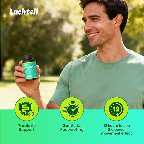 Miniatura 6 de LuckTell Senna Plus - Limpieza intestinal suave para mujeres y hombres con Senna, cáscara sagrada, cáscara de psyllium y aceite MCT, limpieza de