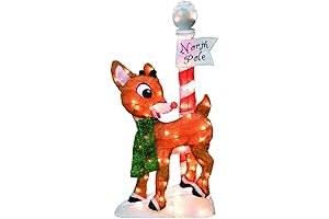 ProductWorks 32-Inch Pre-Lit Rudolph The Red-Nosed Reindeer Christmas Yard Art