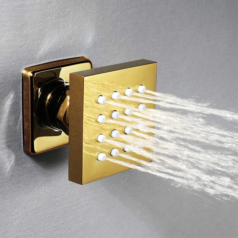 Ducha de lluvia LED con pantalla digital, mezclador de lluvia dorado, juego de grifo de ducha montado en el techo con cabezal de ducha, ducha de mano,