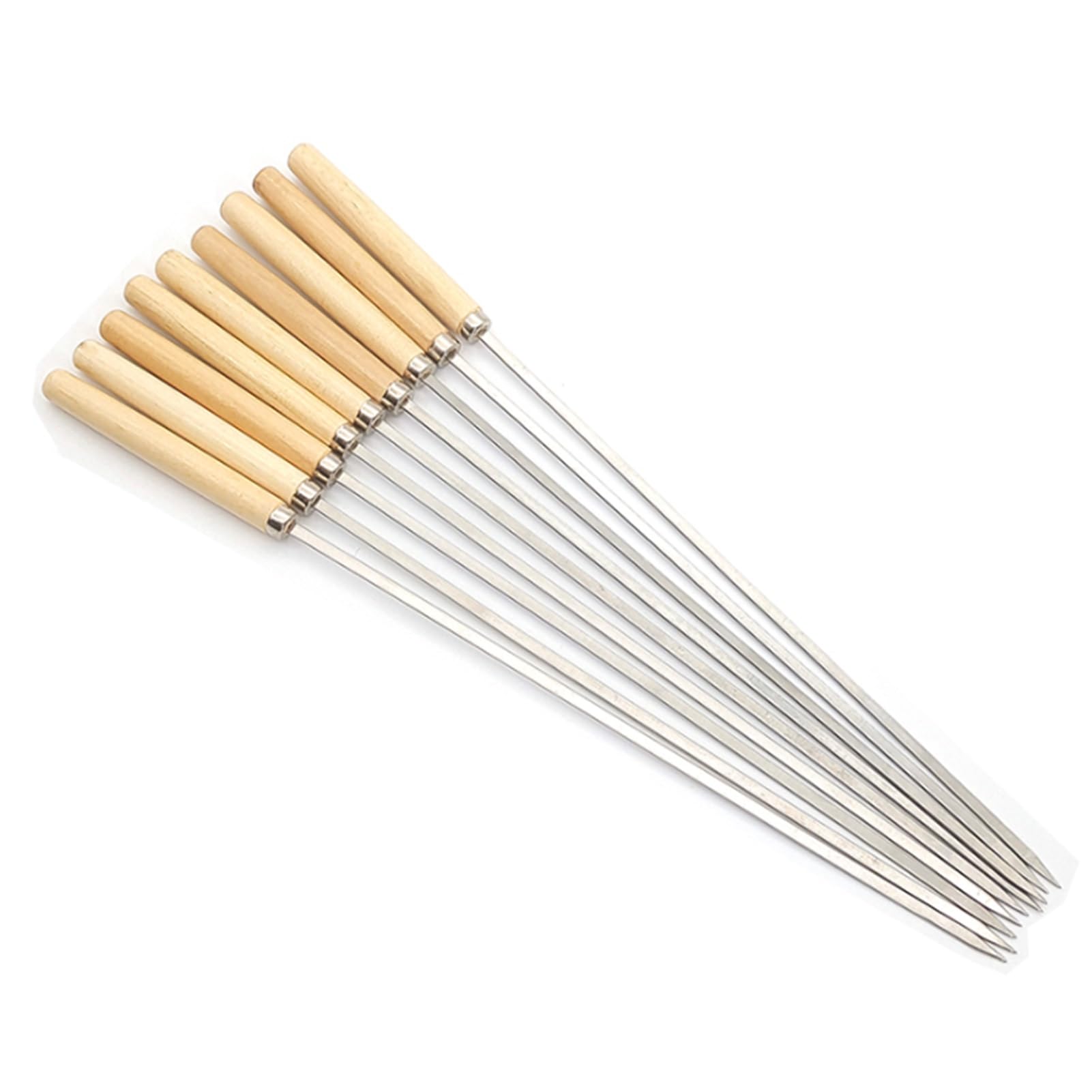 Spiedini for grigliate Piatte in Acciaio Inossidabile da 25 Pezzi, spiedini di Kabob, con Comoda Impugnatura in Legno, for Cocktail, Barbecue, Barbecue, Frutta (Size : 100)