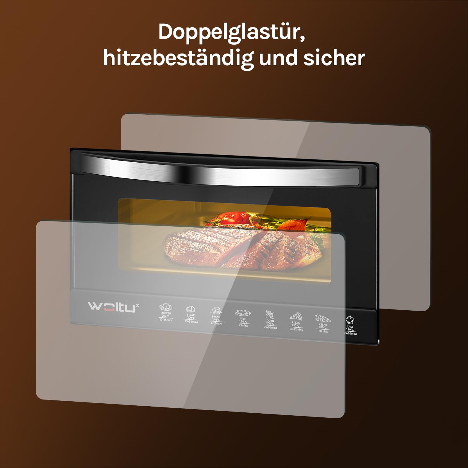 WOLTU Minibackofen 10 Liter, 800 Watt Toasterofen | Pizzaofen | Backblech mit Timer Mini Backofen für Pizza, Toast, Truthahn, Hot Dogs Schwarz