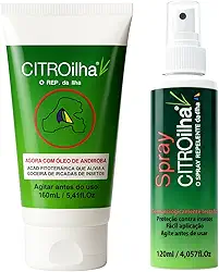 Repelente Citroilha Spray + Creme, Proteção Contra Insetos, Natural com Citronela