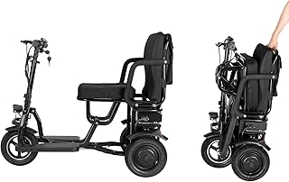 3 Wheel Folding Mobility Scooter for Adults and Seniors, Electric Powered Lightweight Mobility Scooter with Baskets, 300lbs Capacity, 20 Miles, Black