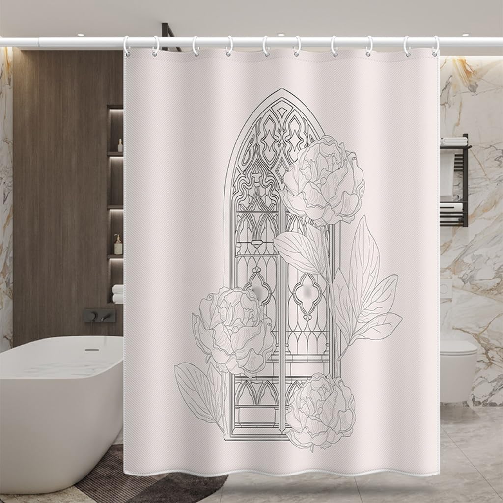 NZPOST Cortina de Ducha de baño Cortinas de bañera Cortina de Bloqueo de baño Cortina de Puerta de Inodoro de Cocina Cortina de Ducha Impermeable de poliéster con Ganchos para