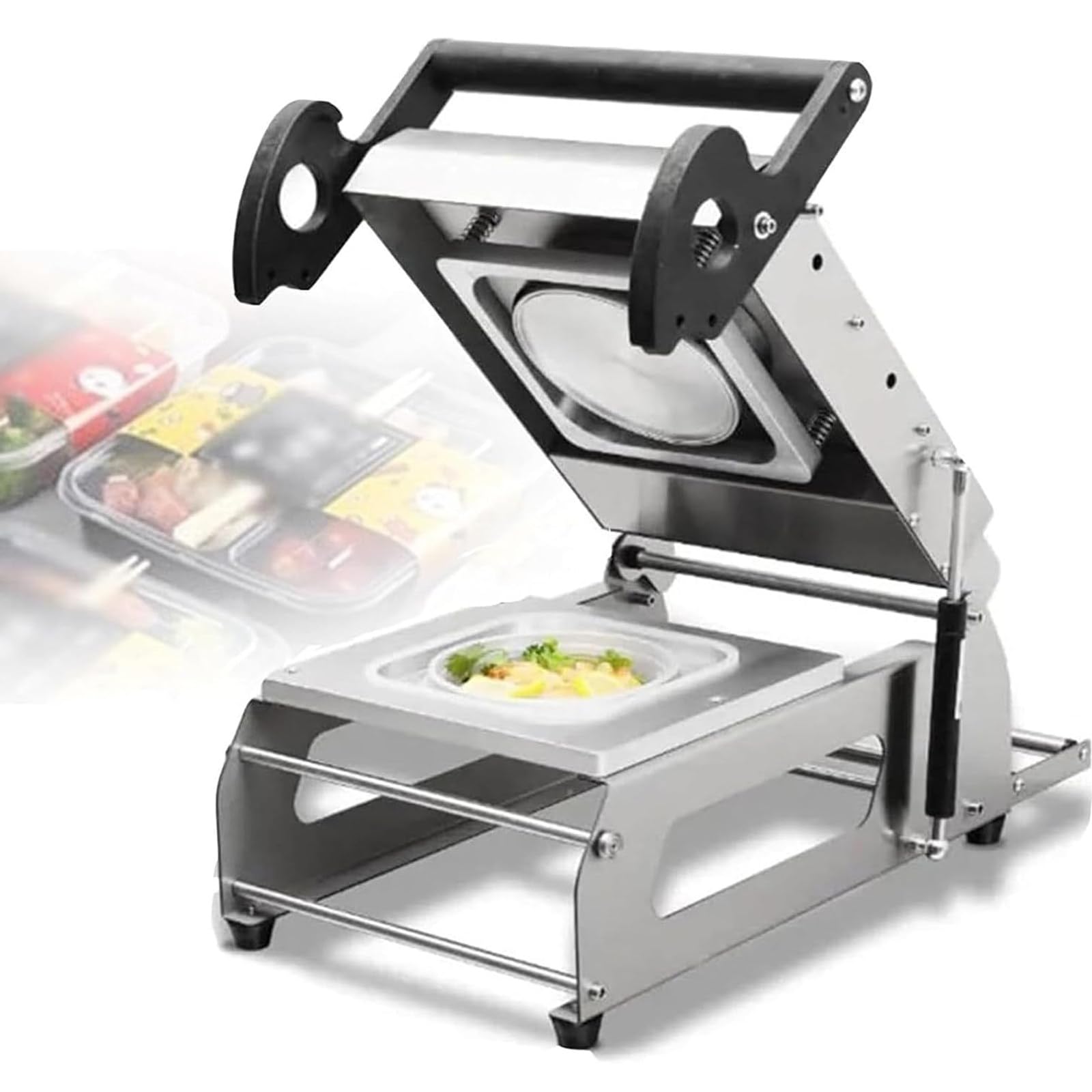 ASerZenith Food Tray Heat Sealing Machine, Hand Pressure Food Packaging Machine, Suitable For Rectangular Lunch Box,20 * 14Cm