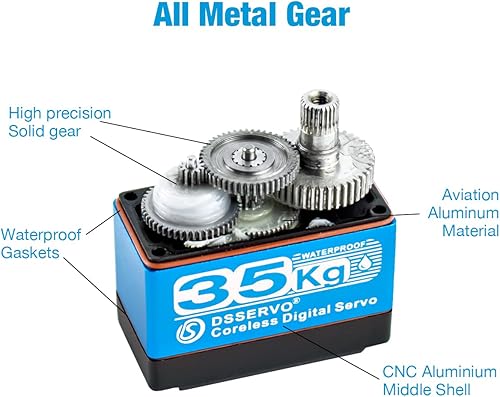 Miniatura 3 de DS3235 77.2 lbs Digital RC Servo de alto par todo el engranaje de metal Motor sin núcleo impermeable servomotores para RC Robot, coche, camión