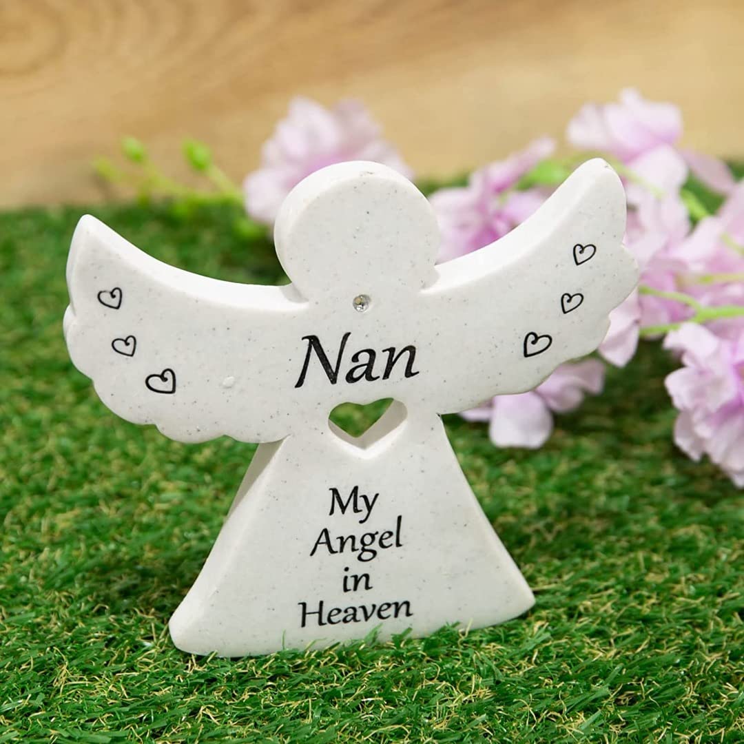 Widdop In Loving Memory Nan Angel Graveside Ornament Memorial Grave Gift Figurine Tribute TY144, White