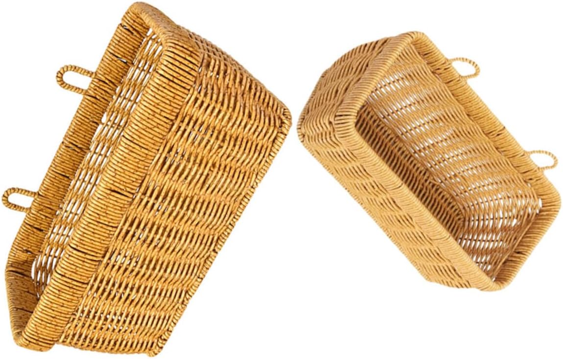 2pcs Versatile Hanging Woven Basket Plastic Rattan Kitchen Organizer for Vegetables Fruits and Eggs Storage with Easy Maintenance