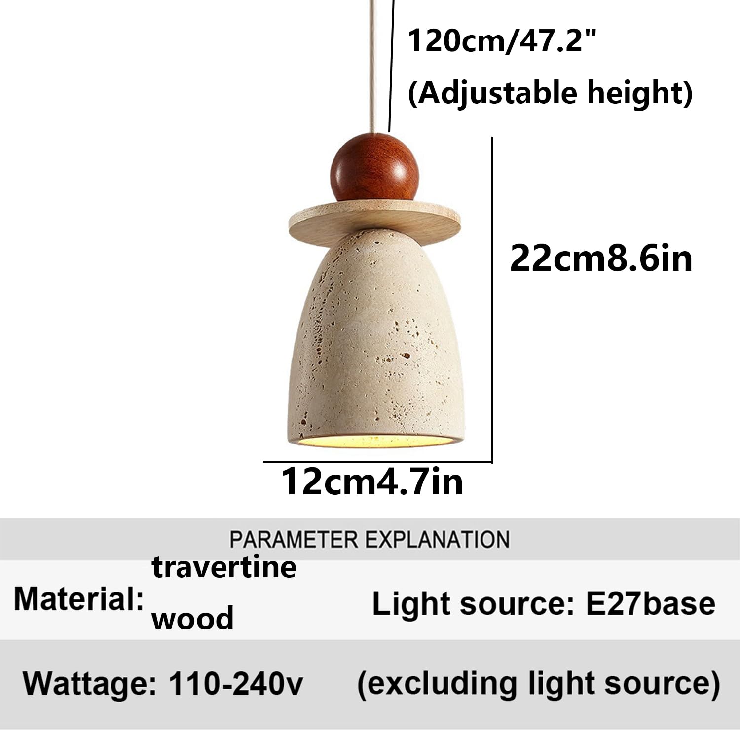Lampada a sospensione in travertino giallo Lampadario a da 8,6 pollici in pietra di porosa naturale Decorazioni for la casa Illuminazione Decorazione