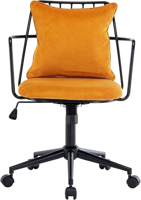 Wahson Fabric Home Office Chair Modern Swivel Desk Chair Computer Chair with Height Adjustable, Task Chair for Office/Study/Vanity, Yellow