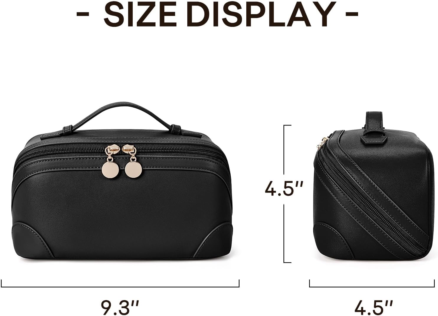 mibasies Flat Lay Open Travel Makeup Bag, Dual-Zipper Diagonal Cosmetic Bag, Large Capacity Waterproof Toiletry Bag for Women