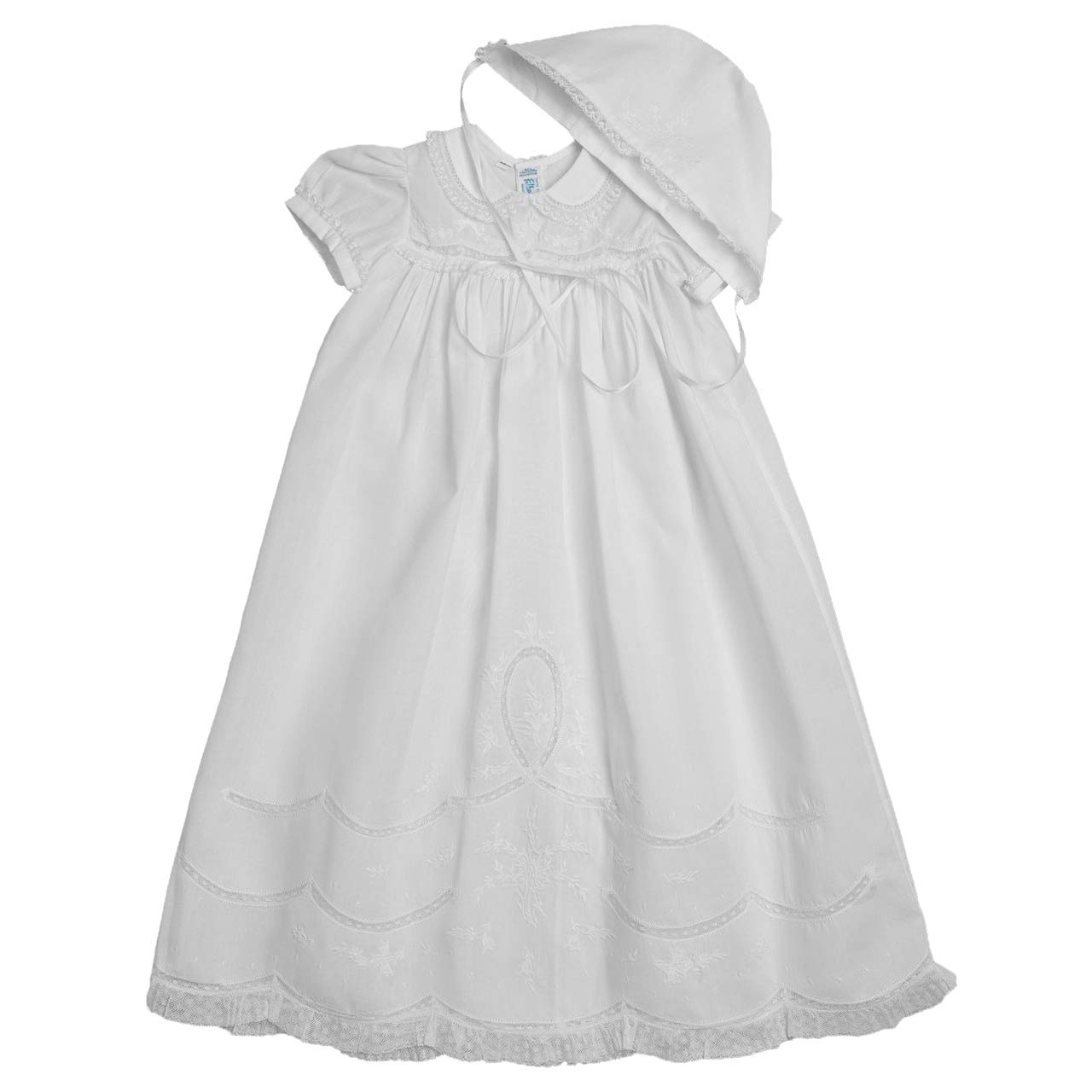 Feltman Brothers Girls Scalloped Lace Special Occasion Gown Set, NB-3M White