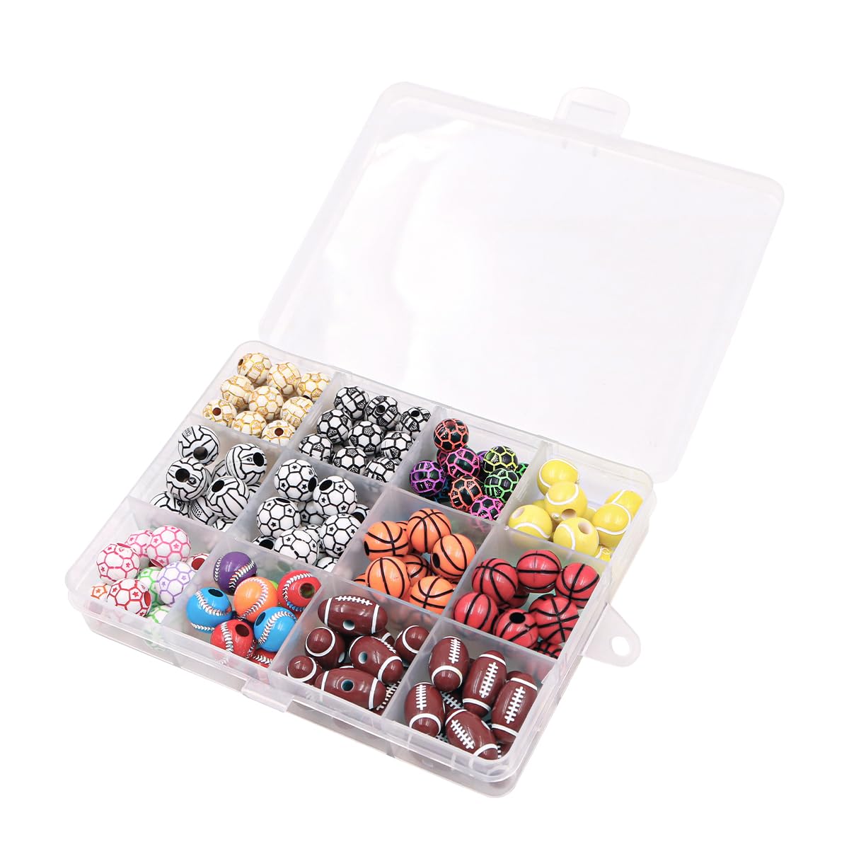 VOANZO 12 Styles Sports Beads Football Basketball Baseball Tennis Volleyball Beads for Jewelry Making Crafts DIY Necklace Bracelet Making