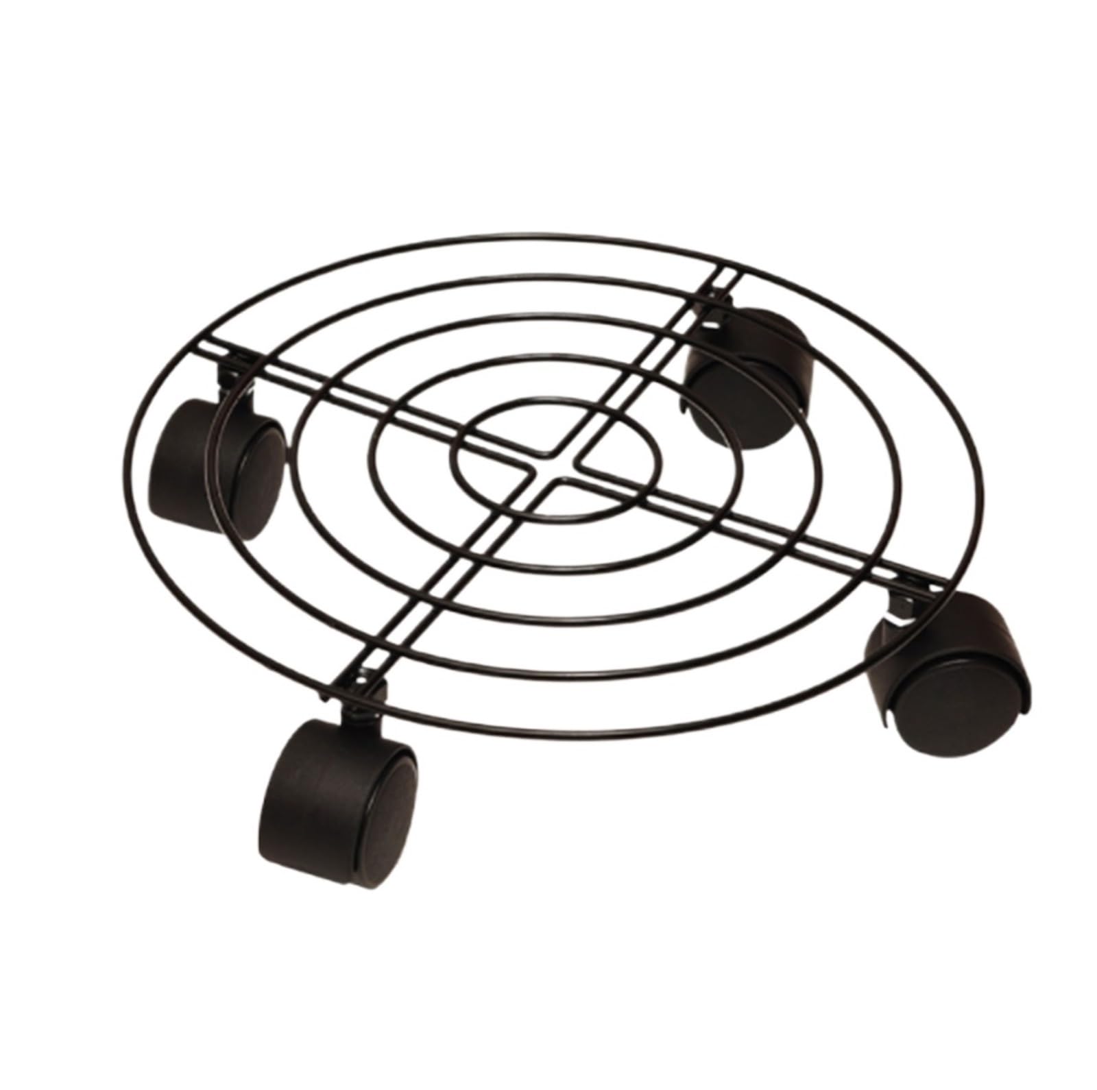 DFGHNBVC Pots Holders Black Round Movable Iron Potted Plant Cart Flower Pot Stand Set Indoor And Outdoor Tools Flower Pot Dolly,Brake Wheel-27Cm