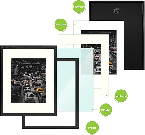 Miniatura 5 de Golden State Art, Marco rústico gris de 16 x 20 pulgadas, tapete marfil para fotos de 11 x 14 pulgadas, ganchos de dientes de sierra para exhibición