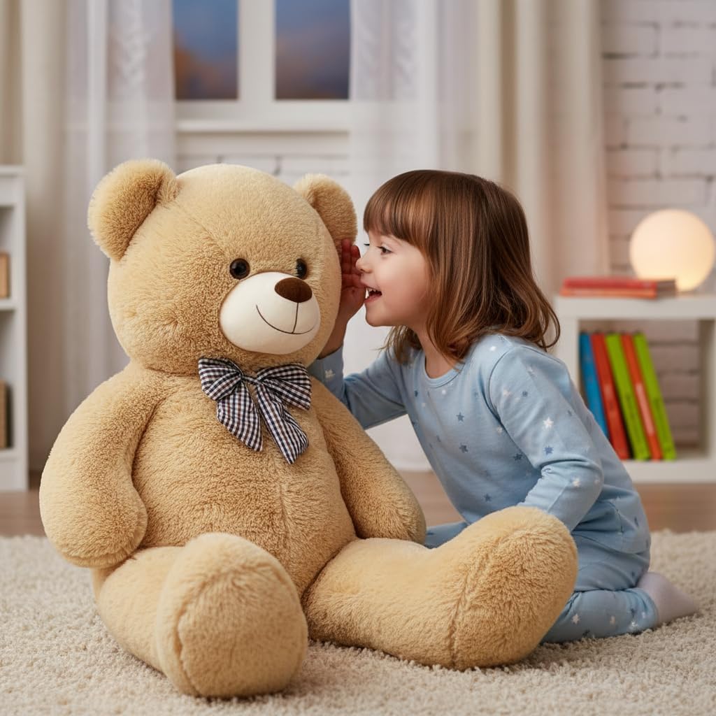 MorisMos Giant Teddy Bear 4 Feet, Cute Big Huge Teddy Bear Plush 47inch Stuffed Animal, Classic Girlfriend Boyfriend Birthday Gift Baby Shower Decorations, Brown
