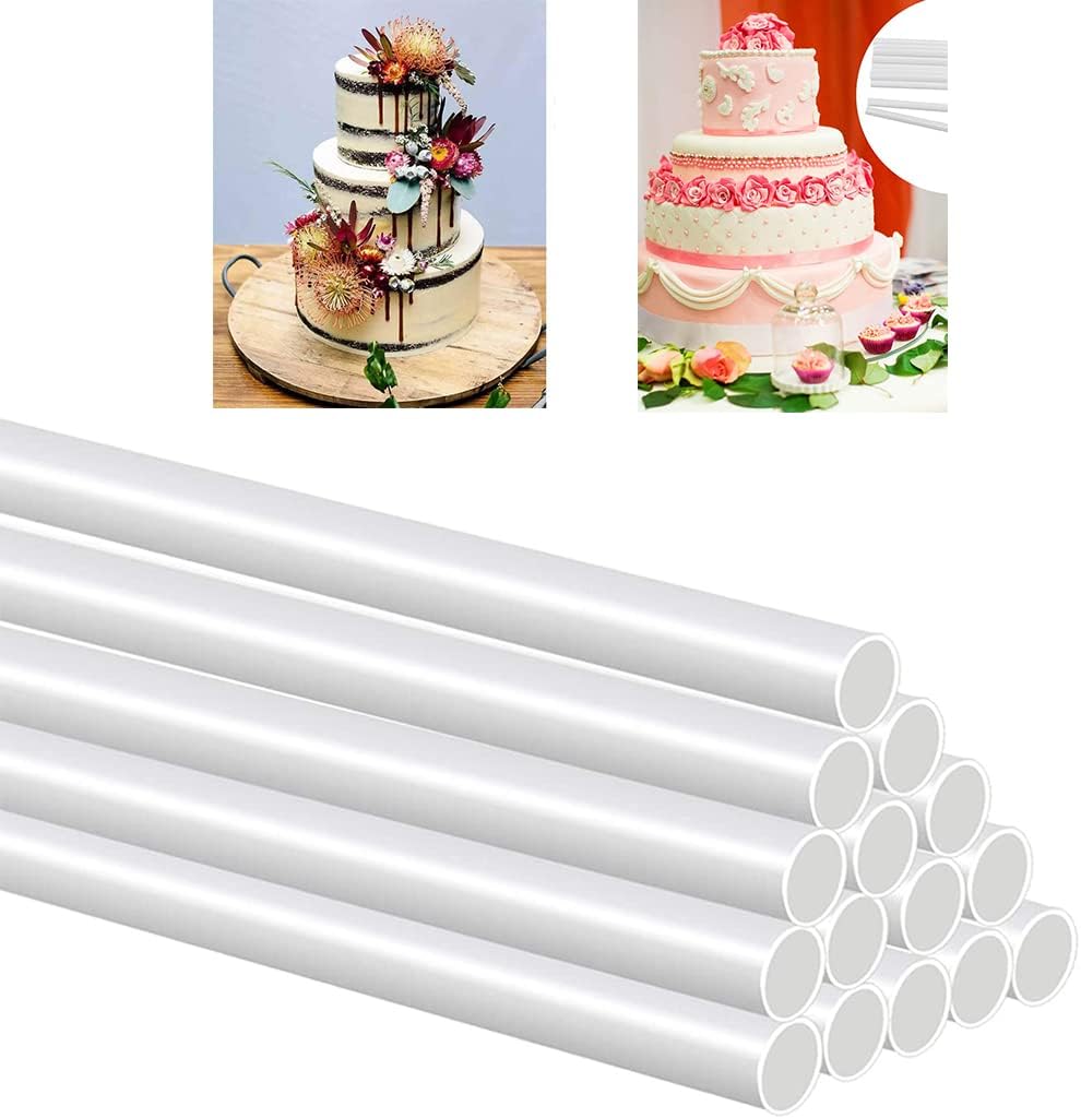 PSGGARY 10 pcs Plastic Cake Dowel Rod White Cake Dowel Rods, Tiered Cake