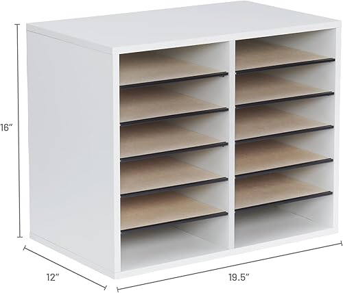 Vista 92 de Safco 9422GR - Organizador de papel y literatura ajustable de madera, 16 piezas ajustables, construcción duradera apilable, hogar, oficina, correo