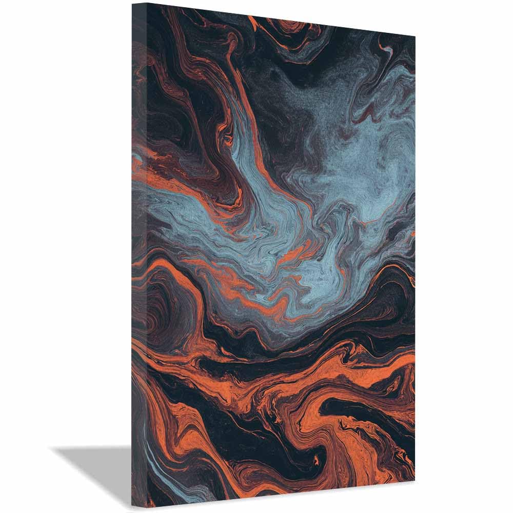 PUQAAEO Arte de pared en lienzo Magma decoración abstracta moderna para habitación,para baño,sala de estar,dormitorio,oficina,pasillo,（multicolor-70x100cm Enmarcado