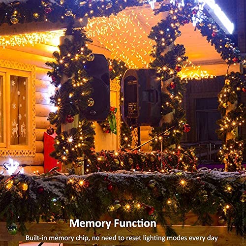 PhilzOps Natale Catena di Luci Esterno, 10M 100 LED Albero di Natale Catene Luminose Decorative Impermeabile Stringa Luci Led con 8 Modalità per Decorazioni Interno Giardino Compleanno (Bianco Caldo)