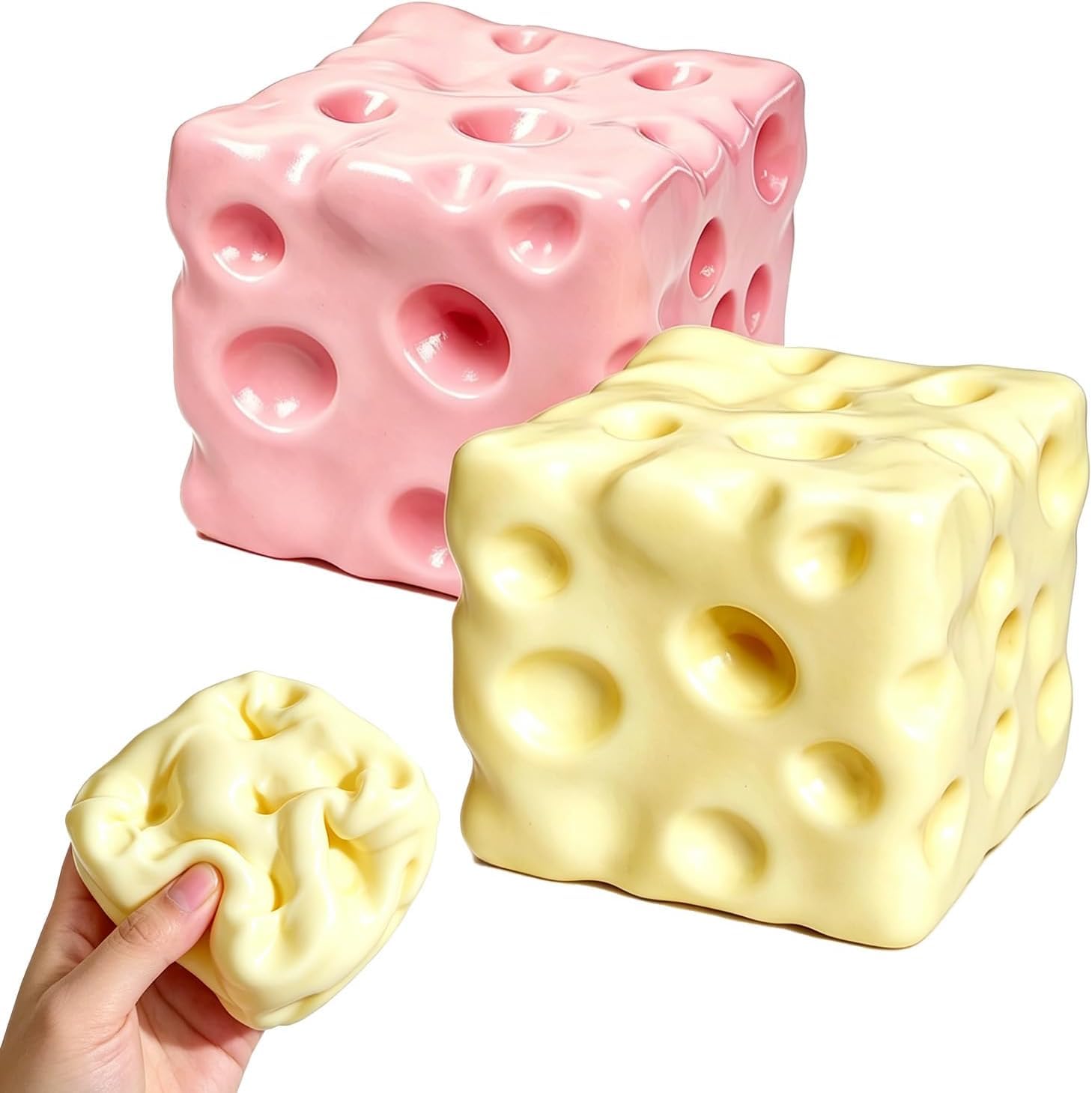 Crunchy Cheese Squishies Asmr Bead Filled,Slow Rising Squeeze Crunchy Butter Squishies Portable Rebound Anxiety Relief Tool for Adults 2pcs