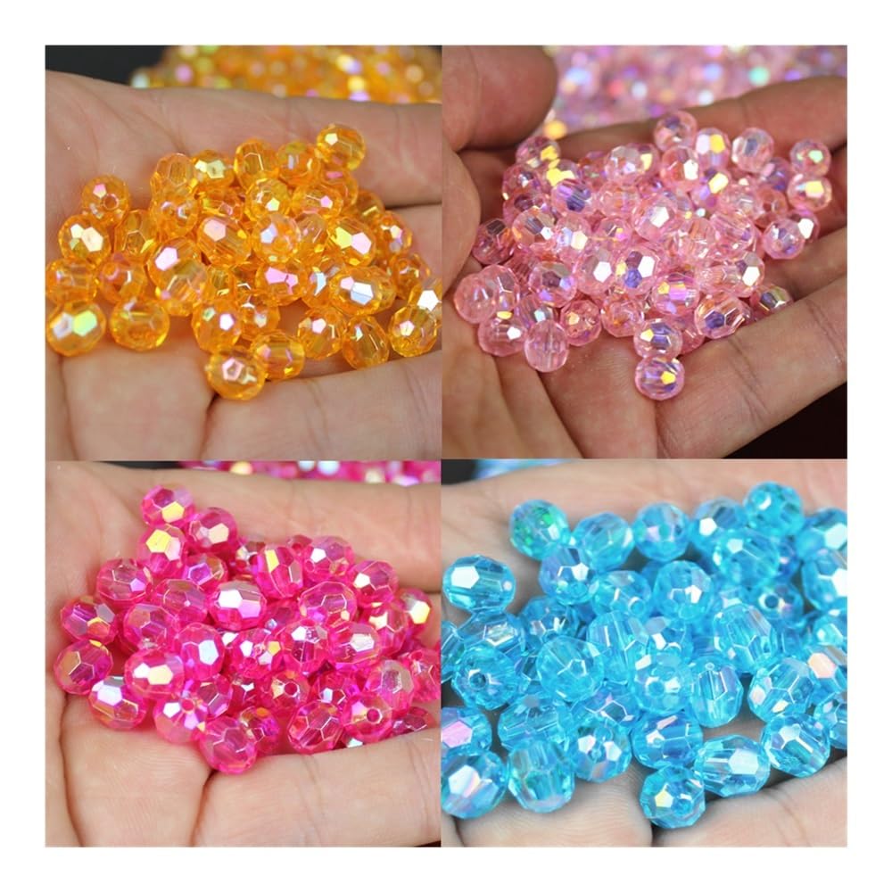 500 cuentas acrílicas transparentes deslumbrantes de 6/8/10 mm para joyería de moda, bricolaje, bolsas de cuentas (azul, 6 mm)