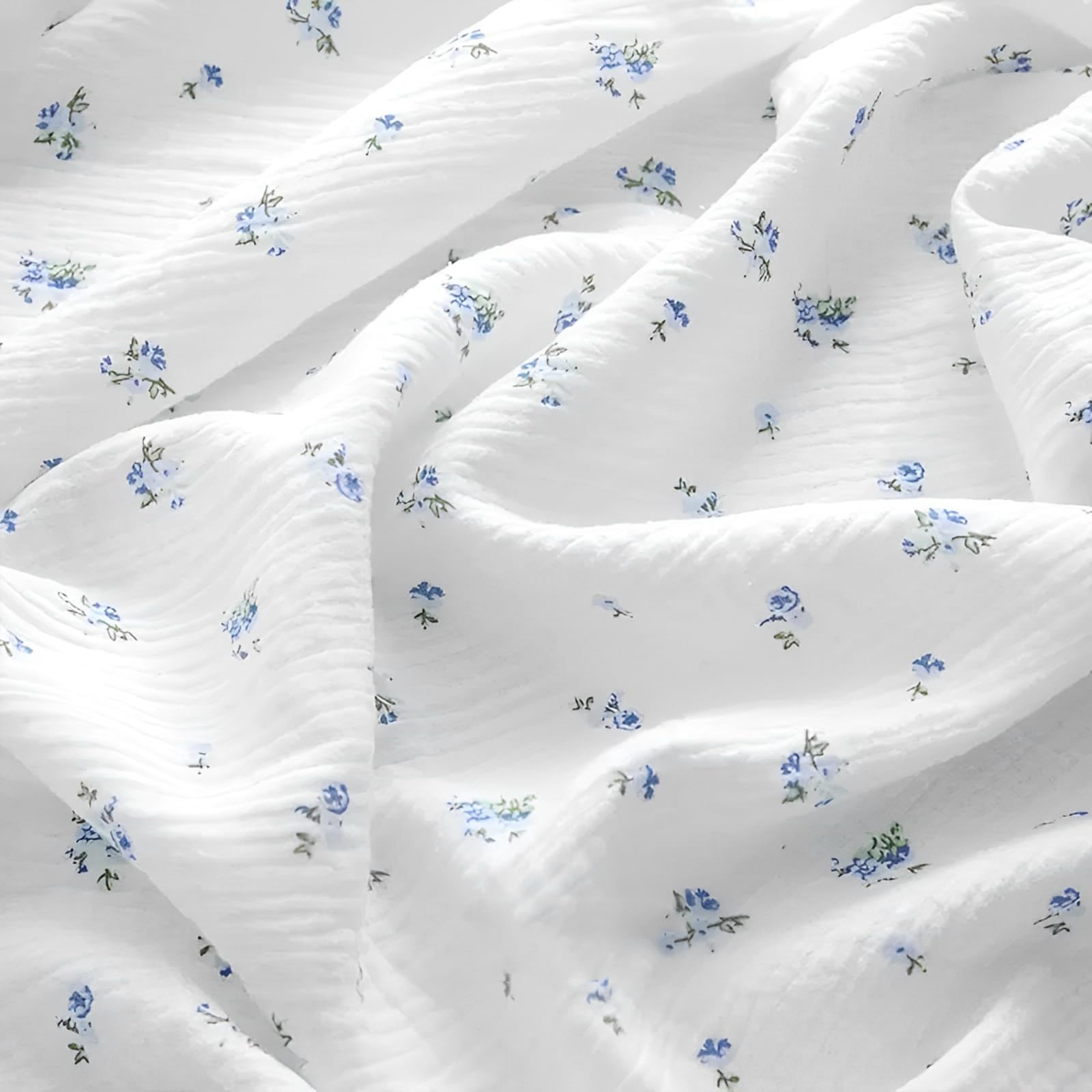 LaSilk Double Gauze Cotton Fabric in Blue Floral