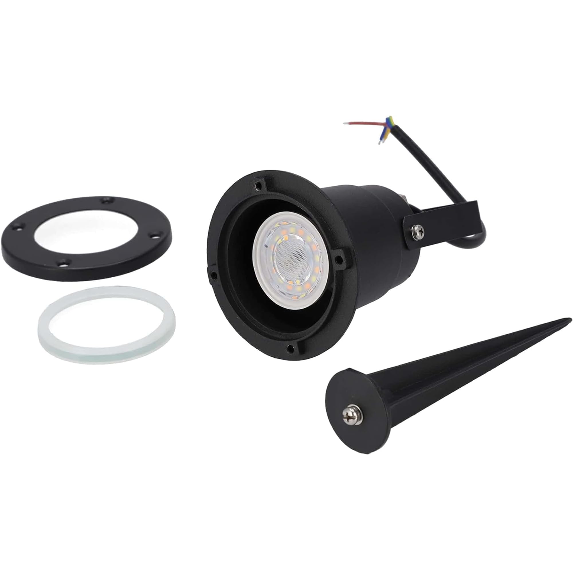 EDO Foco de Jardín con Estaca para Tierra GU10 HORTUS Negro – Lámpara Proyector de Exterior Orientable, IP65 Impermeable, Luz de Aluminio para Terraza, Césped, Camino, Patio, Cable de 25 cm