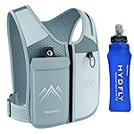 REVALI Running Vest, USA Original Patent, Zip Reflective Running Vests with 500ml Hydration Bottle, Adjustable Waistband & Breathable Material, Chest Pack Gear Phone Holder for Running, Men & Women