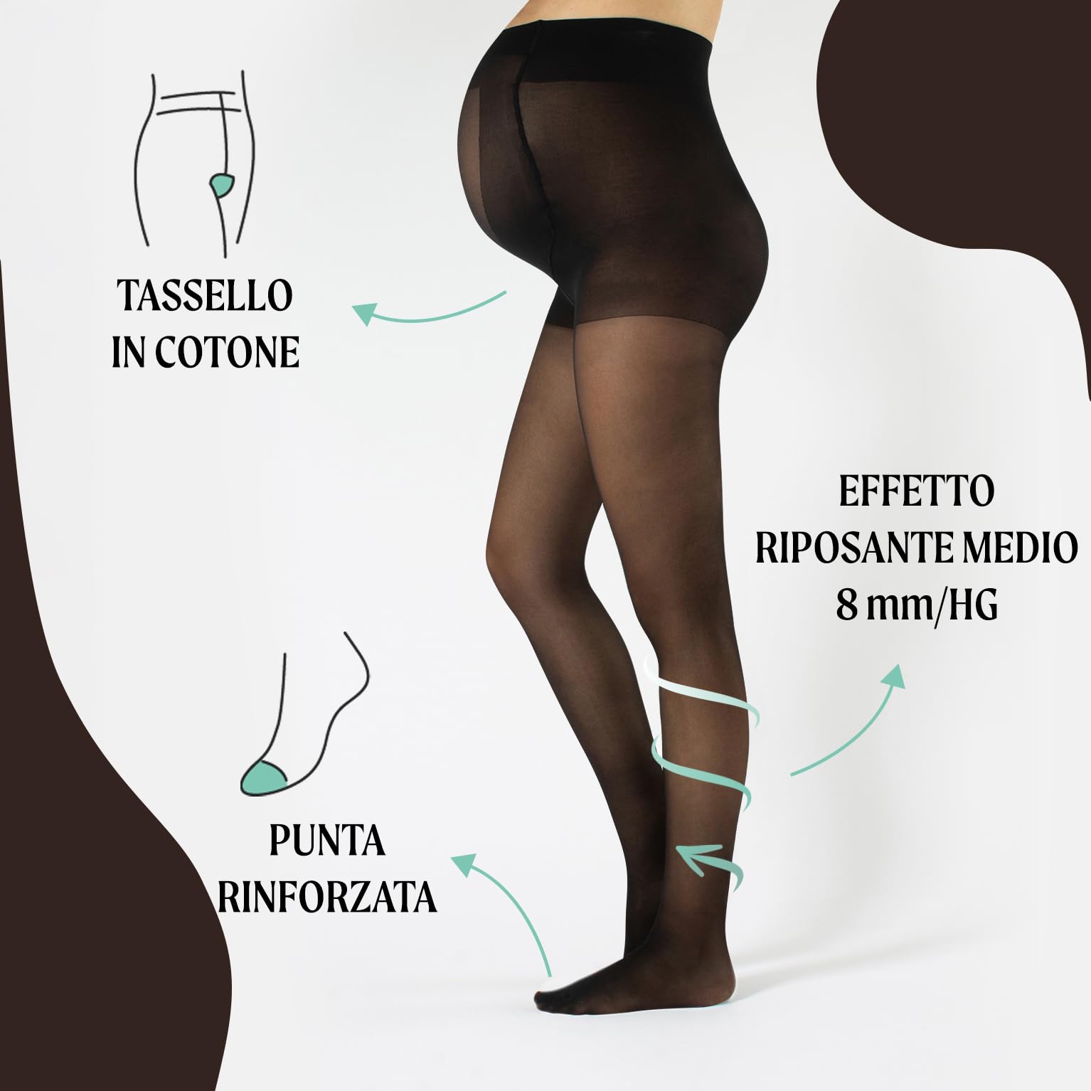 CALZITALY Collant Premaman Riposanti a Compressione Media per Gravidanza